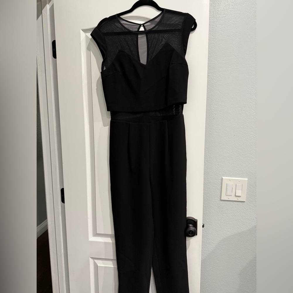 Express Elegant Black Jumpsuit with Sheer Details